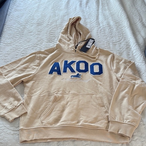 BNWT Akoo Tan Hoodie, Sweatsuit with Blue Accents.. “Possibly Not Authentic” - Picture 1 of 15